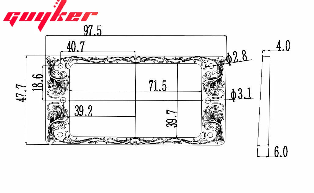 Guyker Pickup Rings for Humbucker Pickups Flat Top Electric Guitar PR008