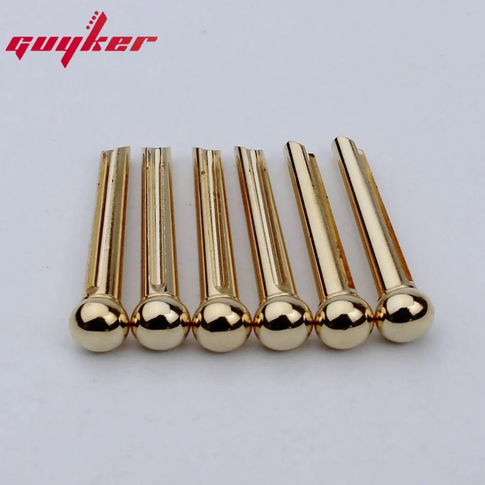 1 Set ( 6 Pcs ) GUYKER Brass Pins Folk Acoustic Guitar Bridge Pins High Craftsmanship