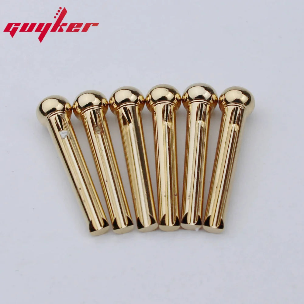 1 Set ( 6 Pcs ) GUYKER Brass Pins Folk Acoustic Guitar Bridge Pins High Craftsmanship