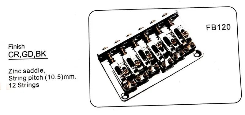 12-String Hardtail Bridge Zinc Alloy Guyker