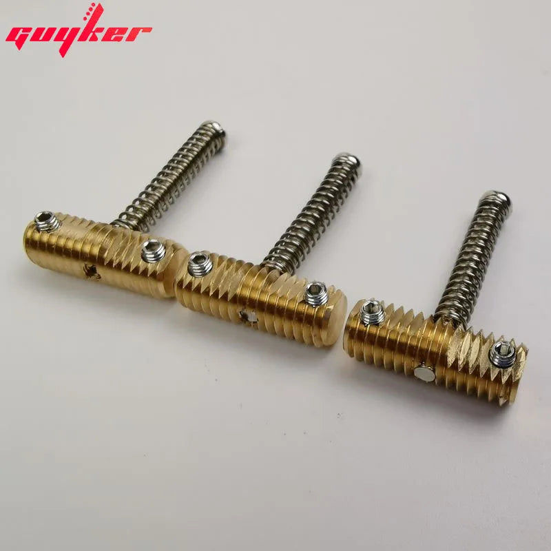 3 Pcs Highgrade 10.8mm Brass Compensated Thread Brass Saddles Set with Wrench Highgrade Replacement Part for Tele TL Electric Guitar