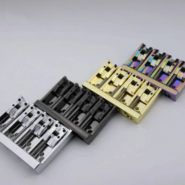 4 String Bass Bridge with Adjustable Saddles Zinc Alloy Vintage Design Guyker