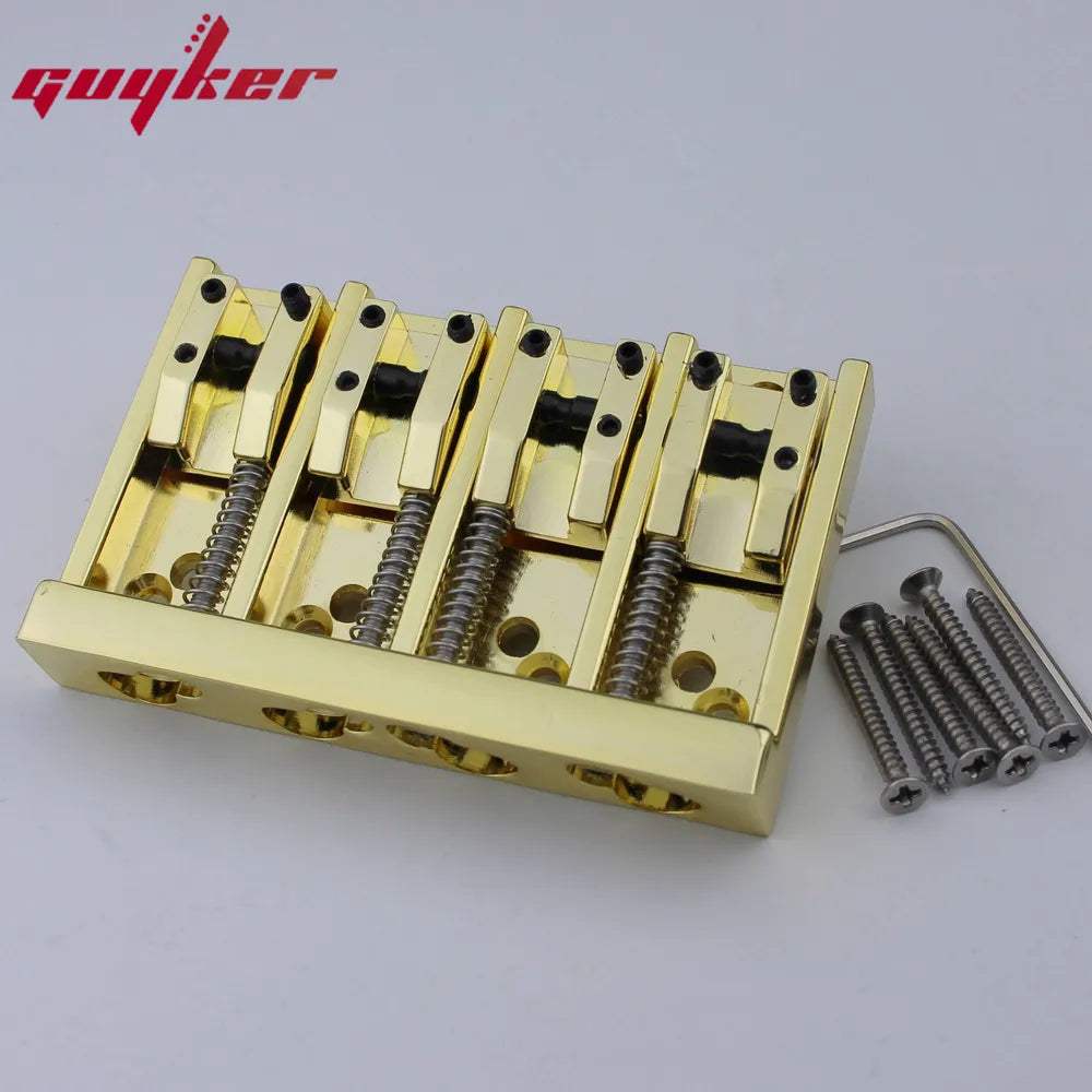 4 String Bass Bridge with Adjustable Saddles Zinc Alloy Vintage Design Guyker