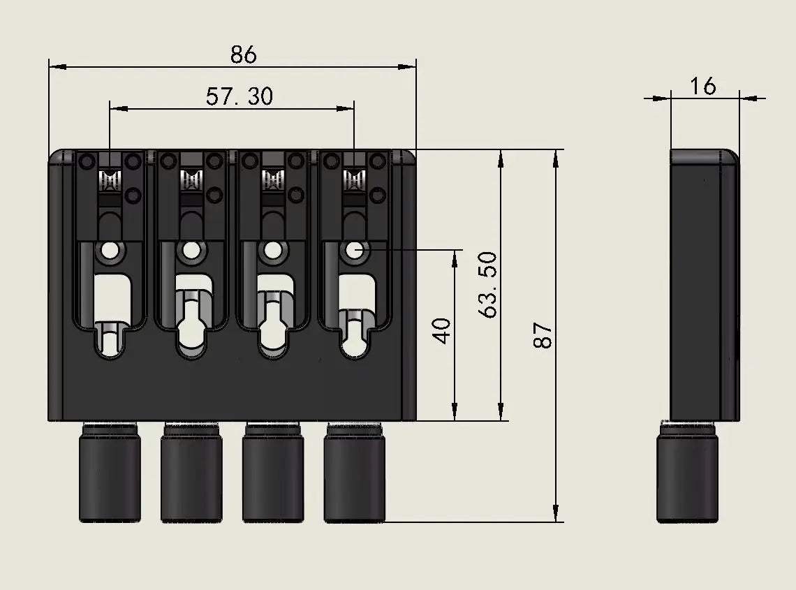4 String Headless Bass Bridge – Slightly Adjustable Black | Guyker