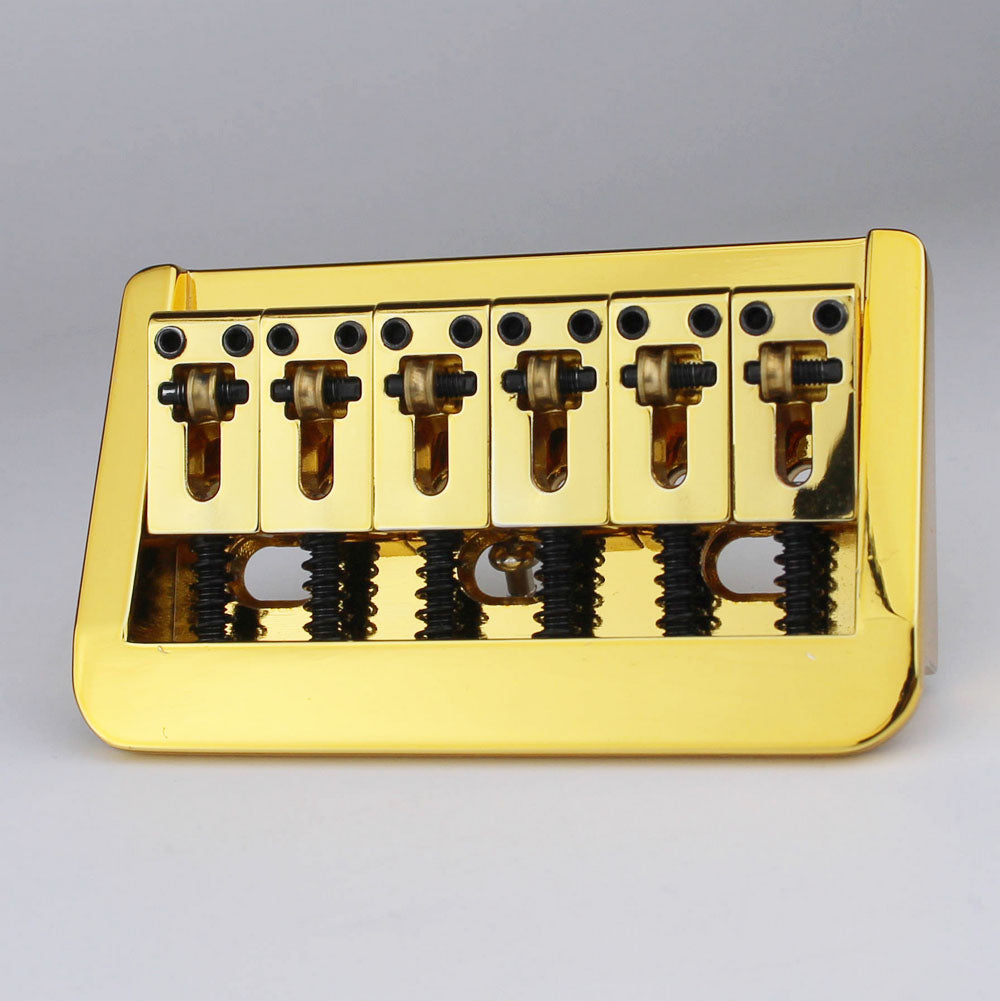 6 String Adjustable Guitar Bridge – 10.5mm Spacing, Copper Saddles & Zinc Block | Guyker