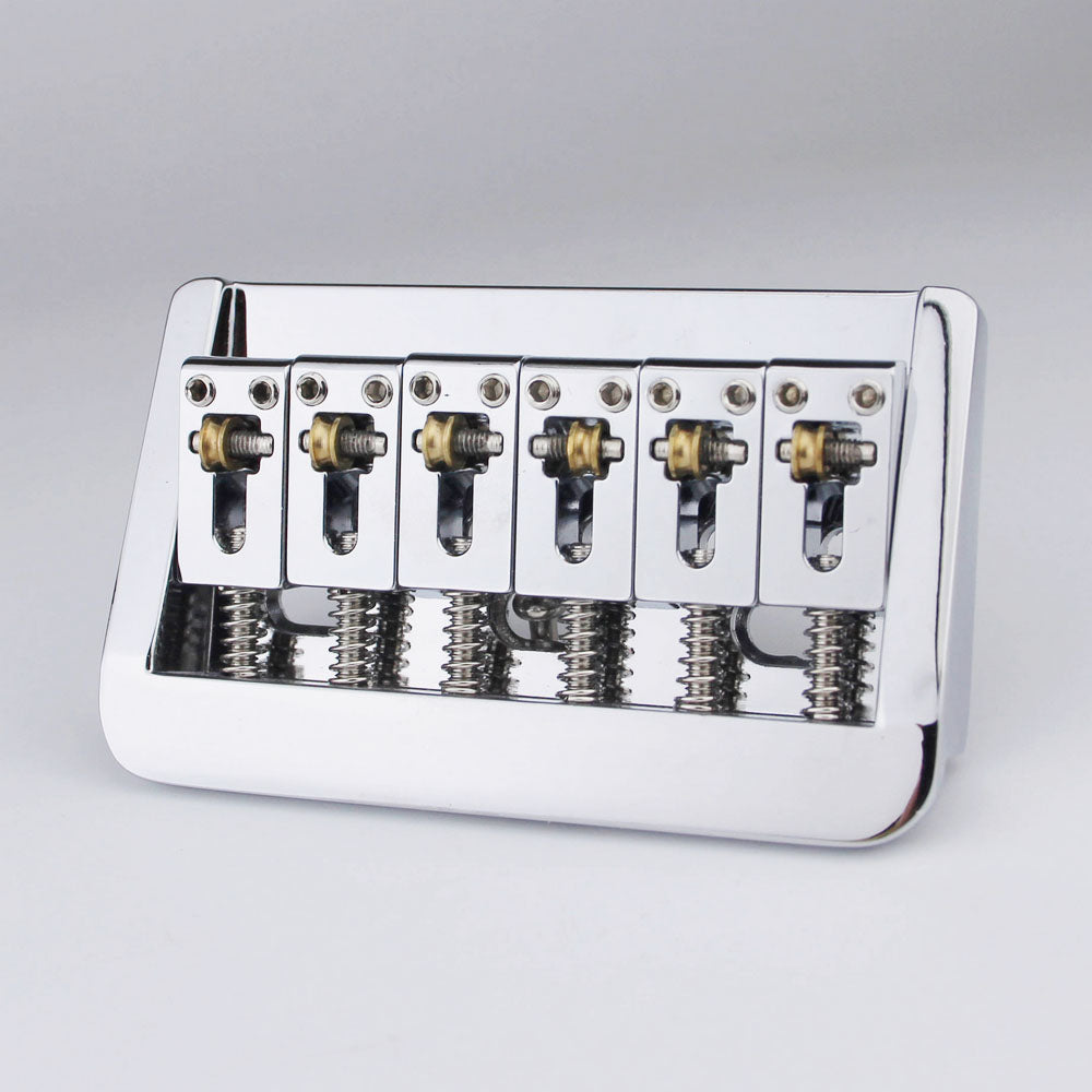 6 String Adjustable Guitar Bridge – 10.5mm Spacing, Copper Saddles & Zinc Block | Guyker
