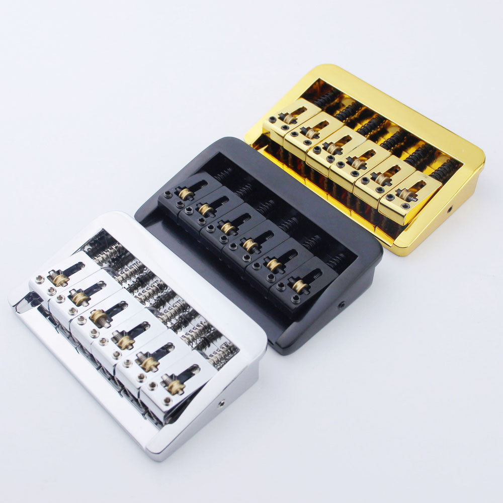 6 String Adjustable Guitar Bridge – 10.5mm Spacing, Copper Saddles & Zinc Block | Guyker