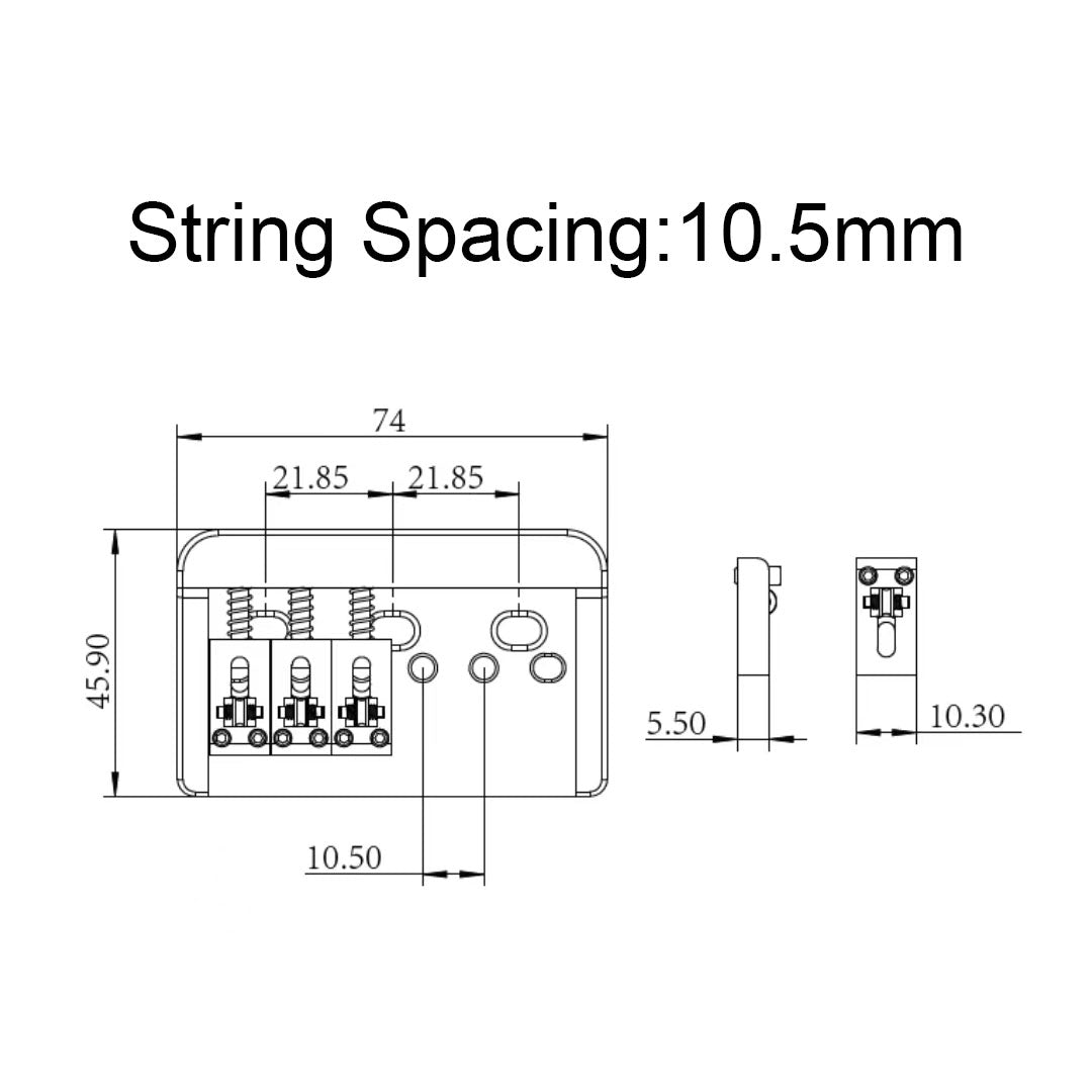 6 String Adjustable Guitar Bridge – 10.5mm Spacing, Copper Saddles & Zinc Block | Guyker