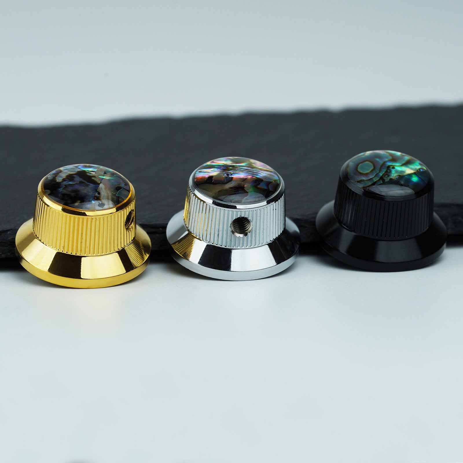 Abalone Shell Metal Control Knobs Dia. 6.3mm for Electric Guitar & Bass | Guyker