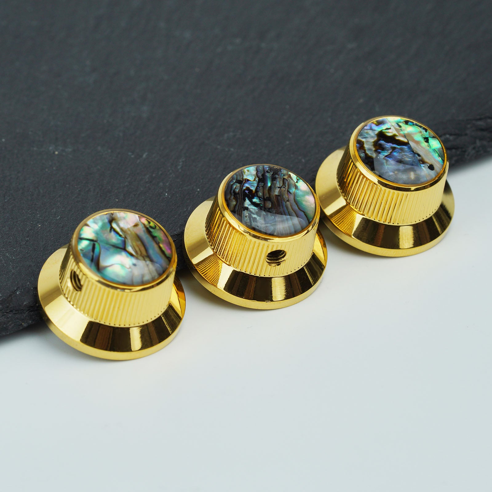 Abalone Shell Metal Control Knobs Dia. 6.3mm for Electric Guitar & Bass | Guyker