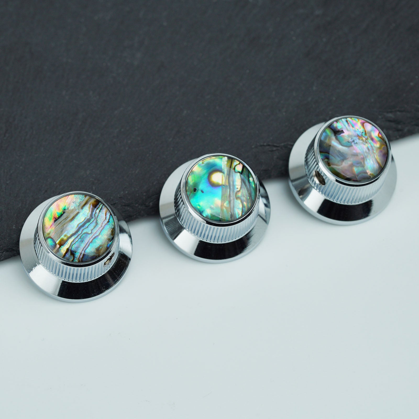 Abalone Shell Metal Control Knobs Dia. 6.3mm for Electric Guitar & Bass | Guyker