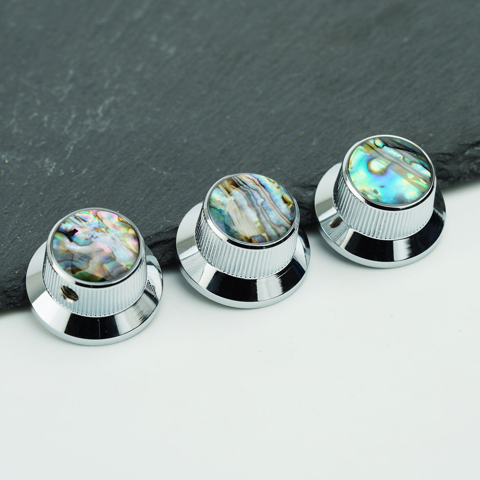 Abalone Shell Metal Control Knobs Dia. 6.3mm for Electric Guitar & Bass | Guyker