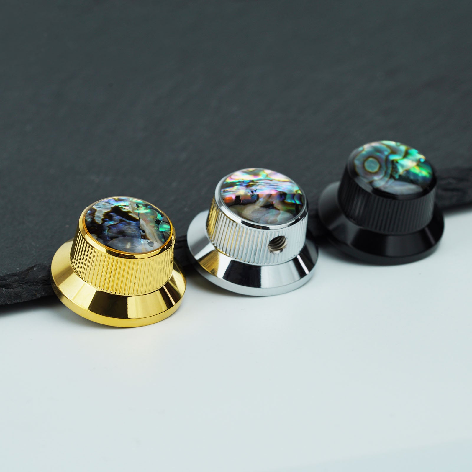 Abalone Shell Metal Control Knobs Dia. 6.3mm for Electric Guitar & Bass | Guyker