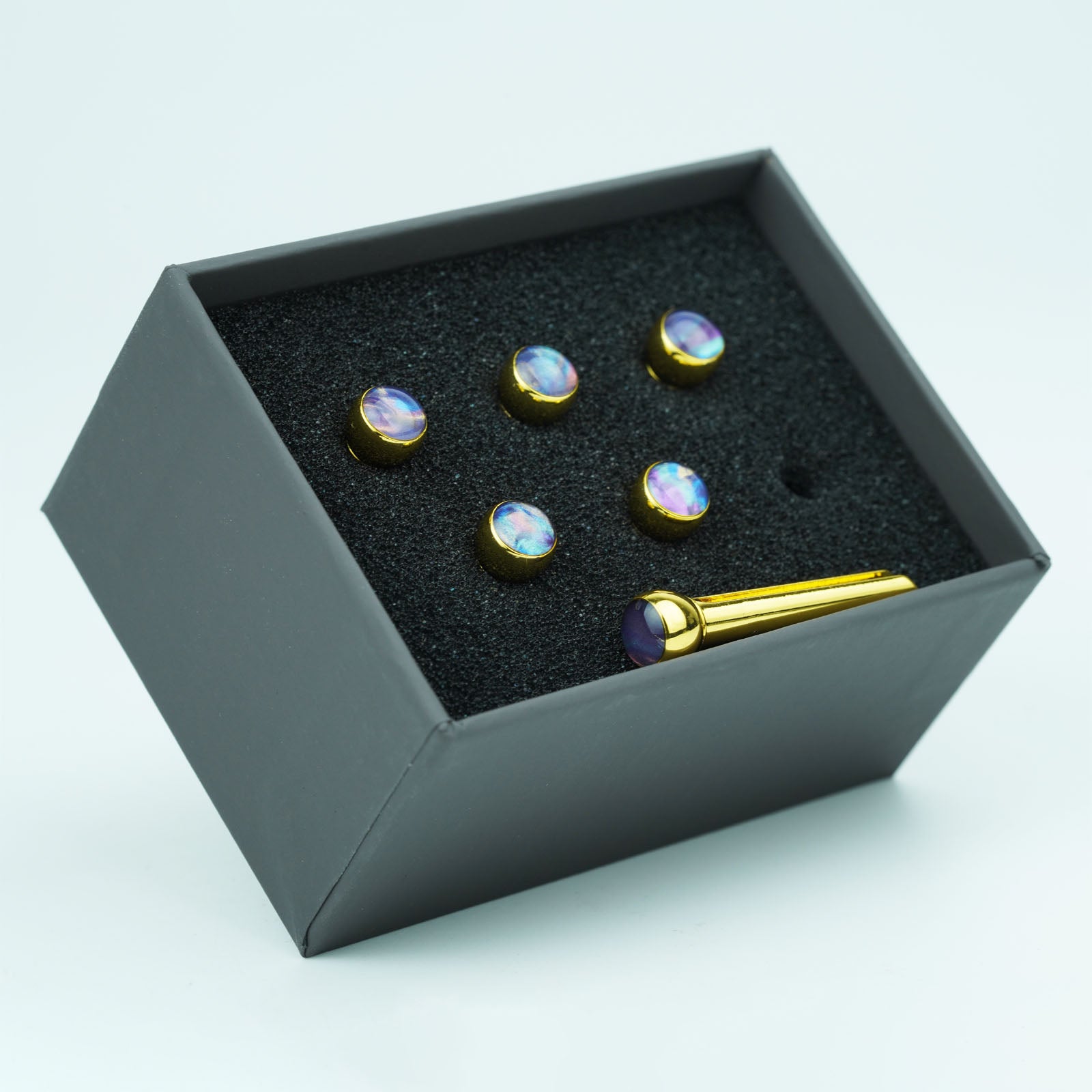 Acoustic Guitar Bridge Pins – Blue-Violet Galaxy Inlays | Guyker