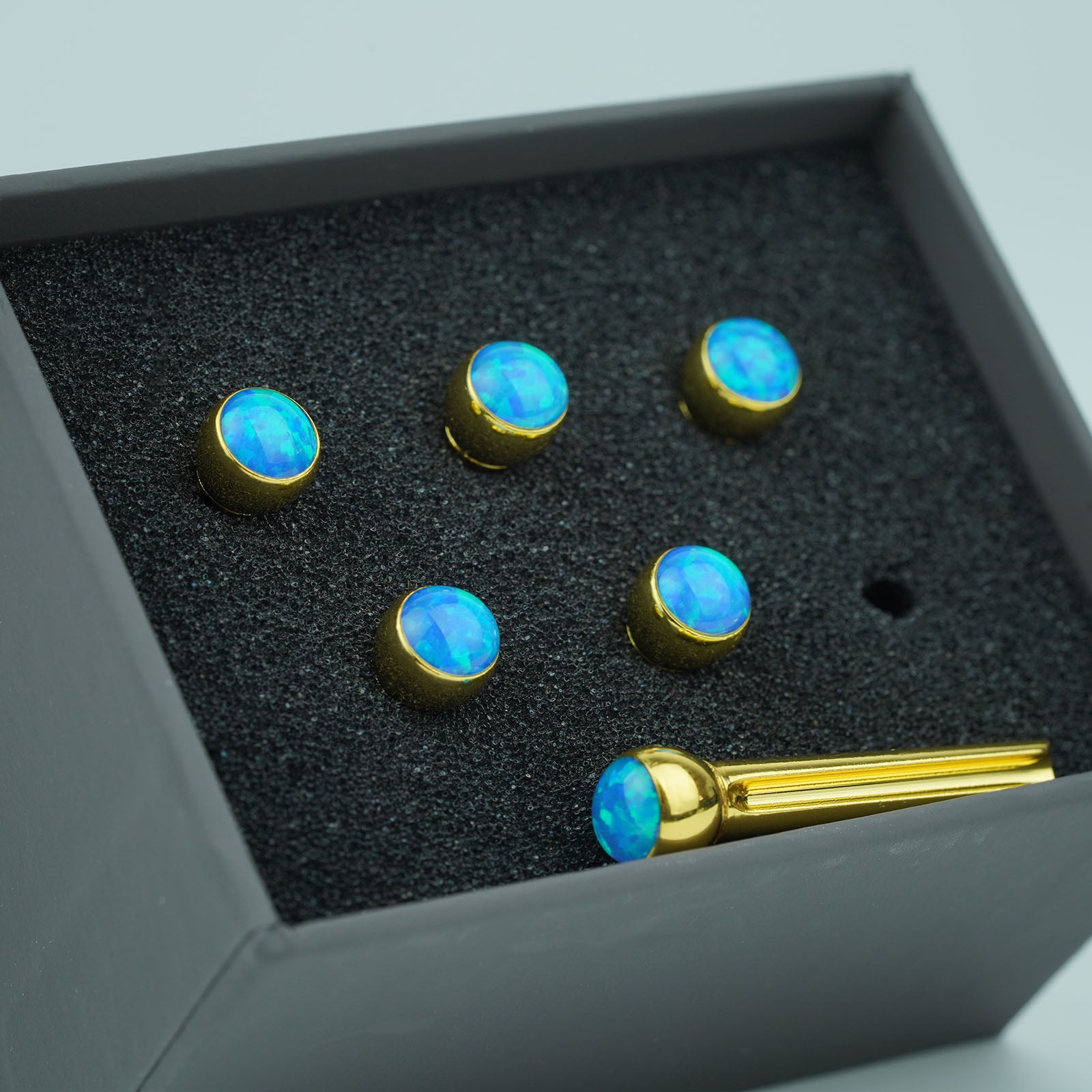 Acoustic Guitar Bridge Pins – Blue Glass Inlays | Guyker