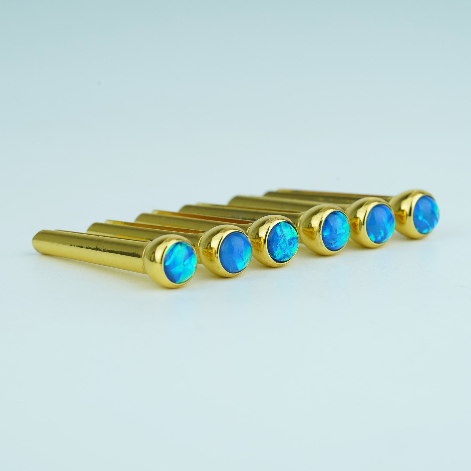 Acoustic Guitar Bridge Pins Blue Sparkle Inlay | Guyker