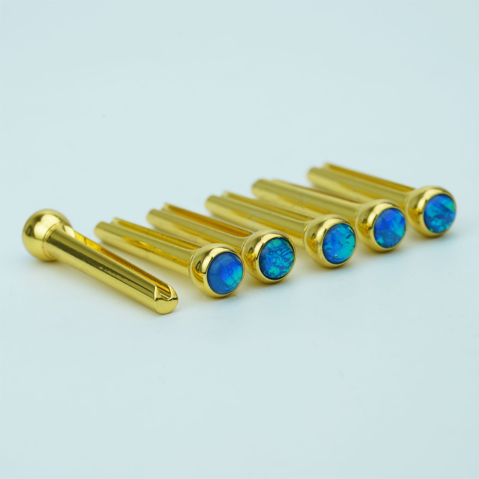 Acoustic Guitar Bridge Pins Blue Sparkle Inlay | Guyker
