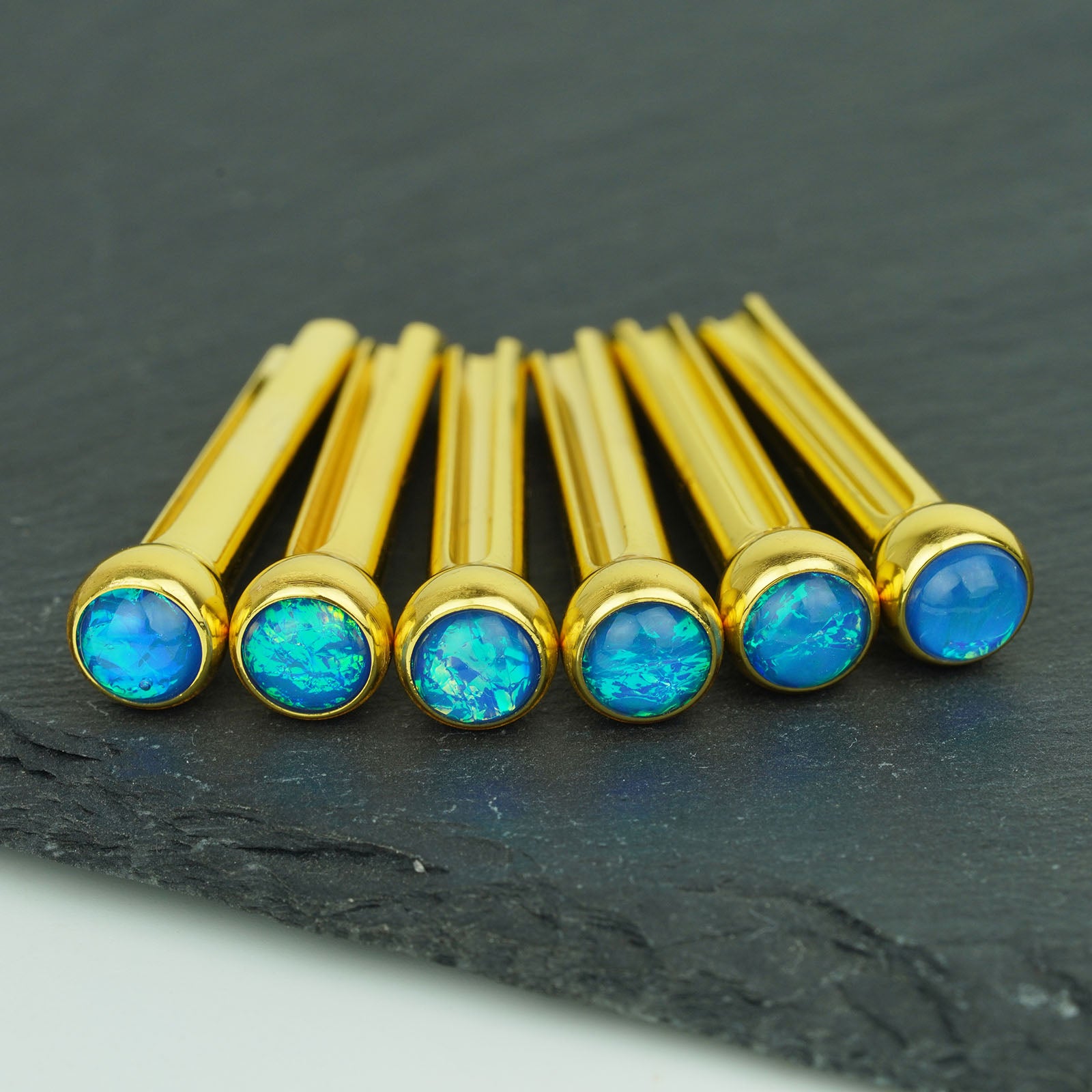 Acoustic Guitar Bridge Pins Blue Sparkle Inlay | Guyker
