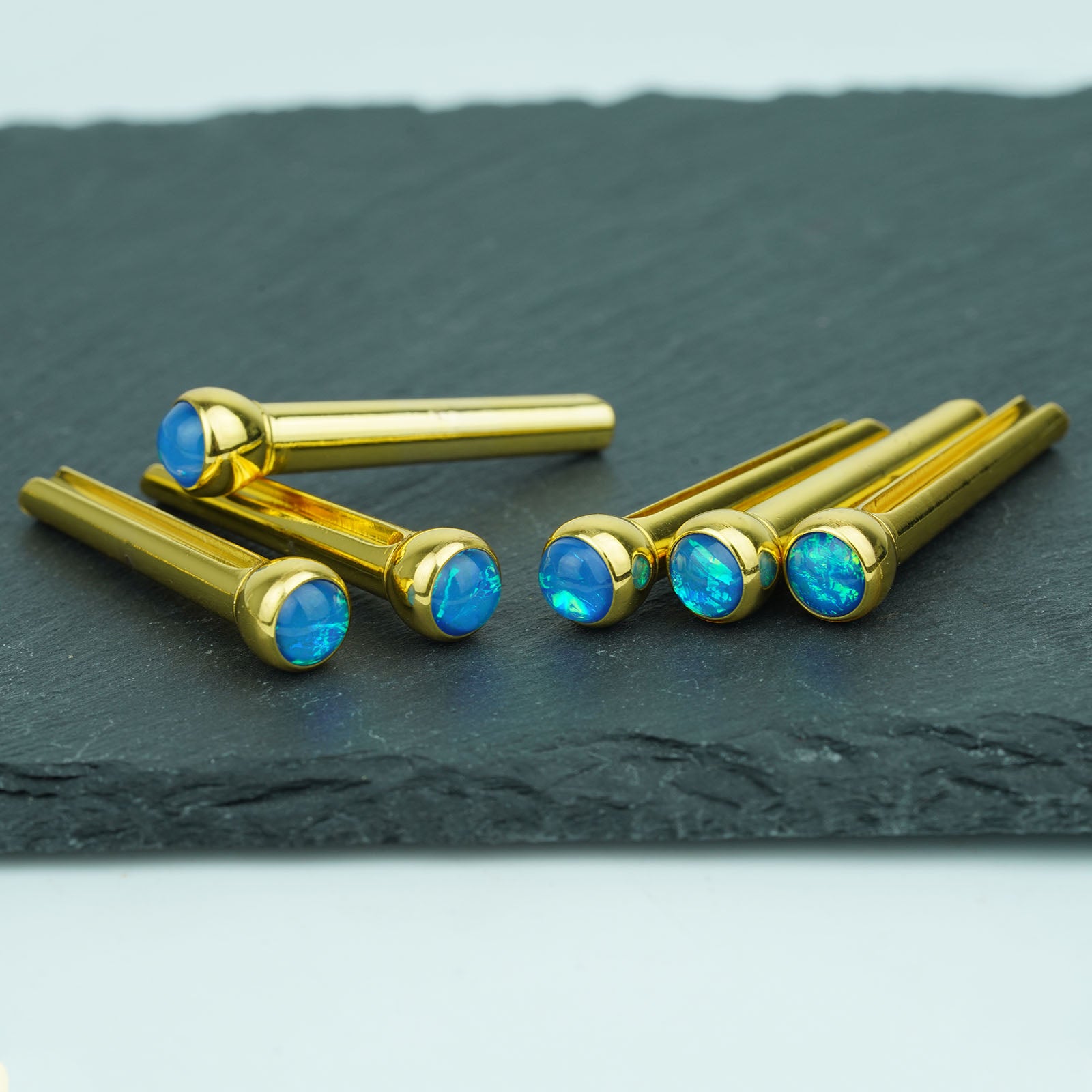 Acoustic Guitar Bridge Pins Blue Sparkle Inlay | Guyker