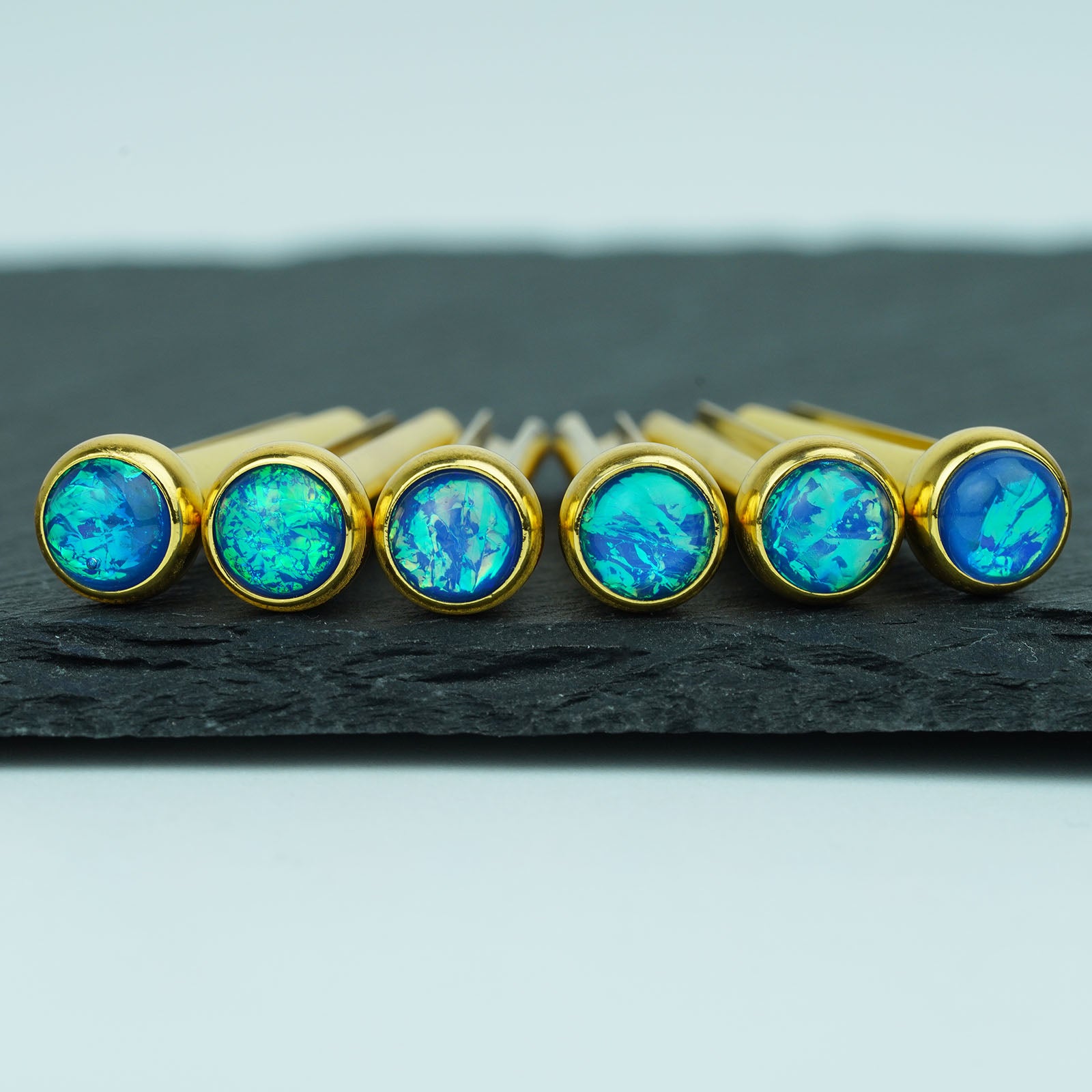 Acoustic Guitar Bridge Pins Blue Sparkle Inlay | Guyker