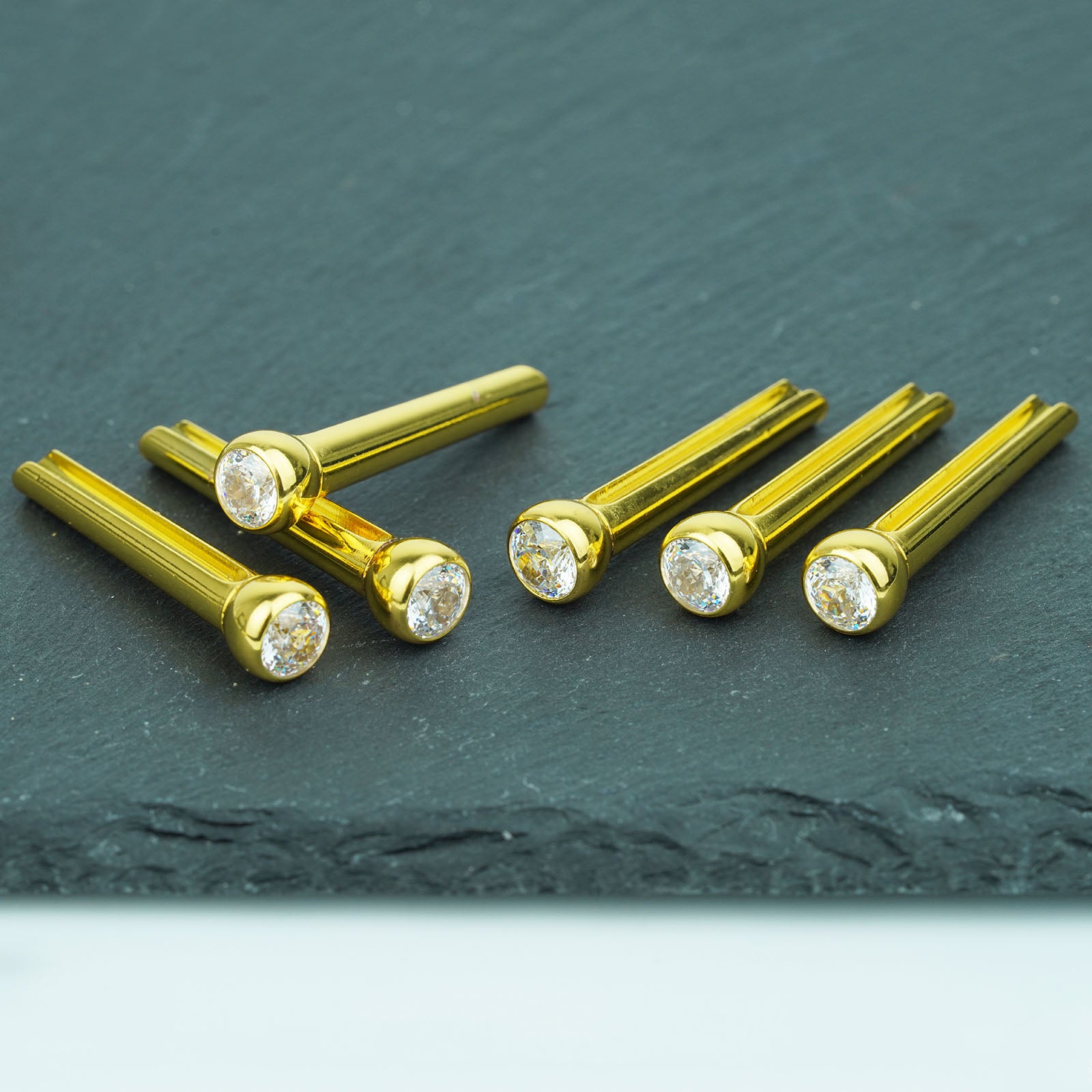 Acoustic Guitar Bridge Pins – Clear Diamond Inlays | Guyker