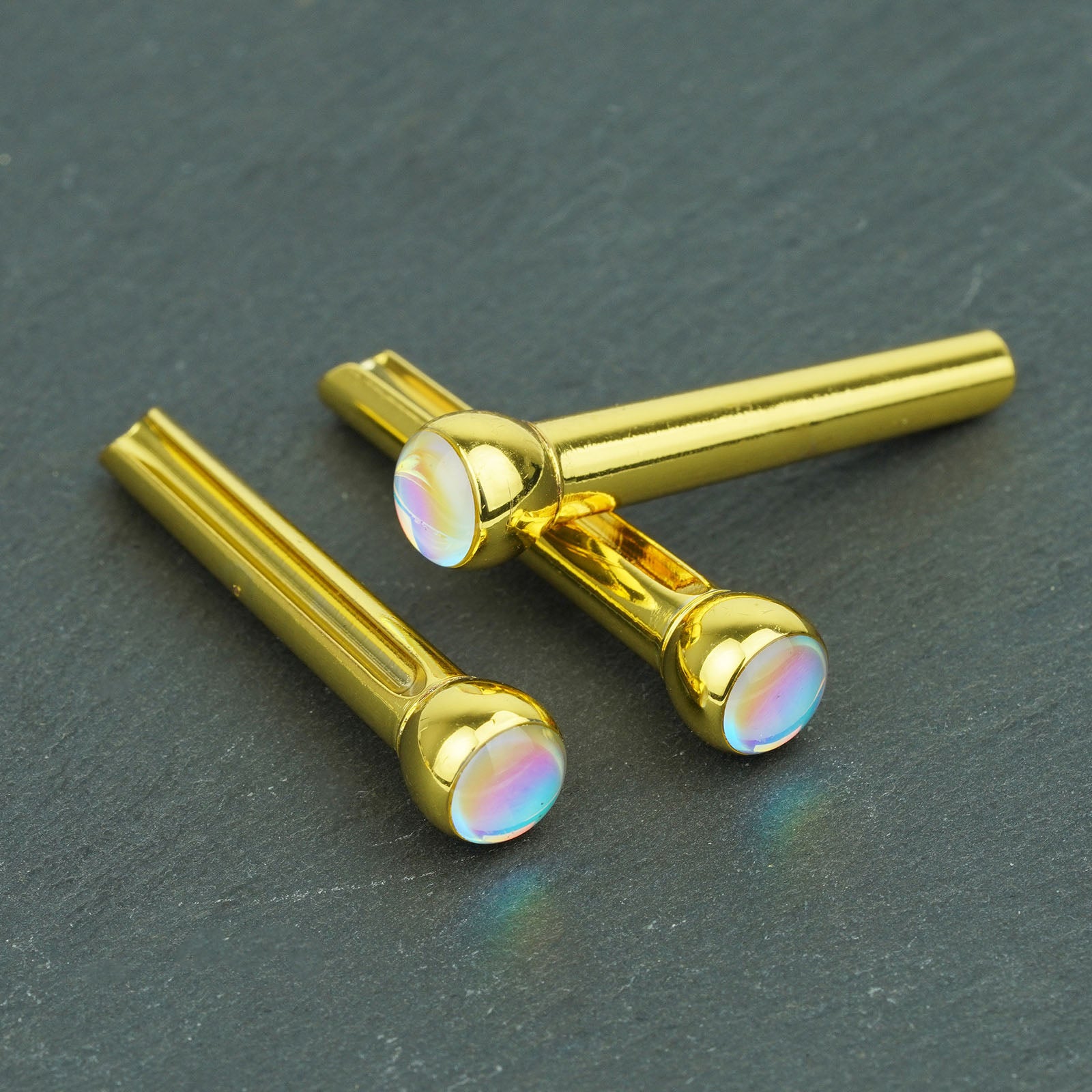 Acoustic Guitar Bridge Pins – Glowing Rainbow Inlays | Guyker