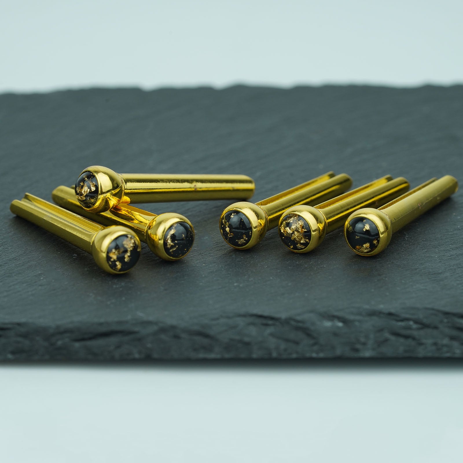 Acoustic Guitar Bridge Pins – Gold Foil Inlays | Guyker