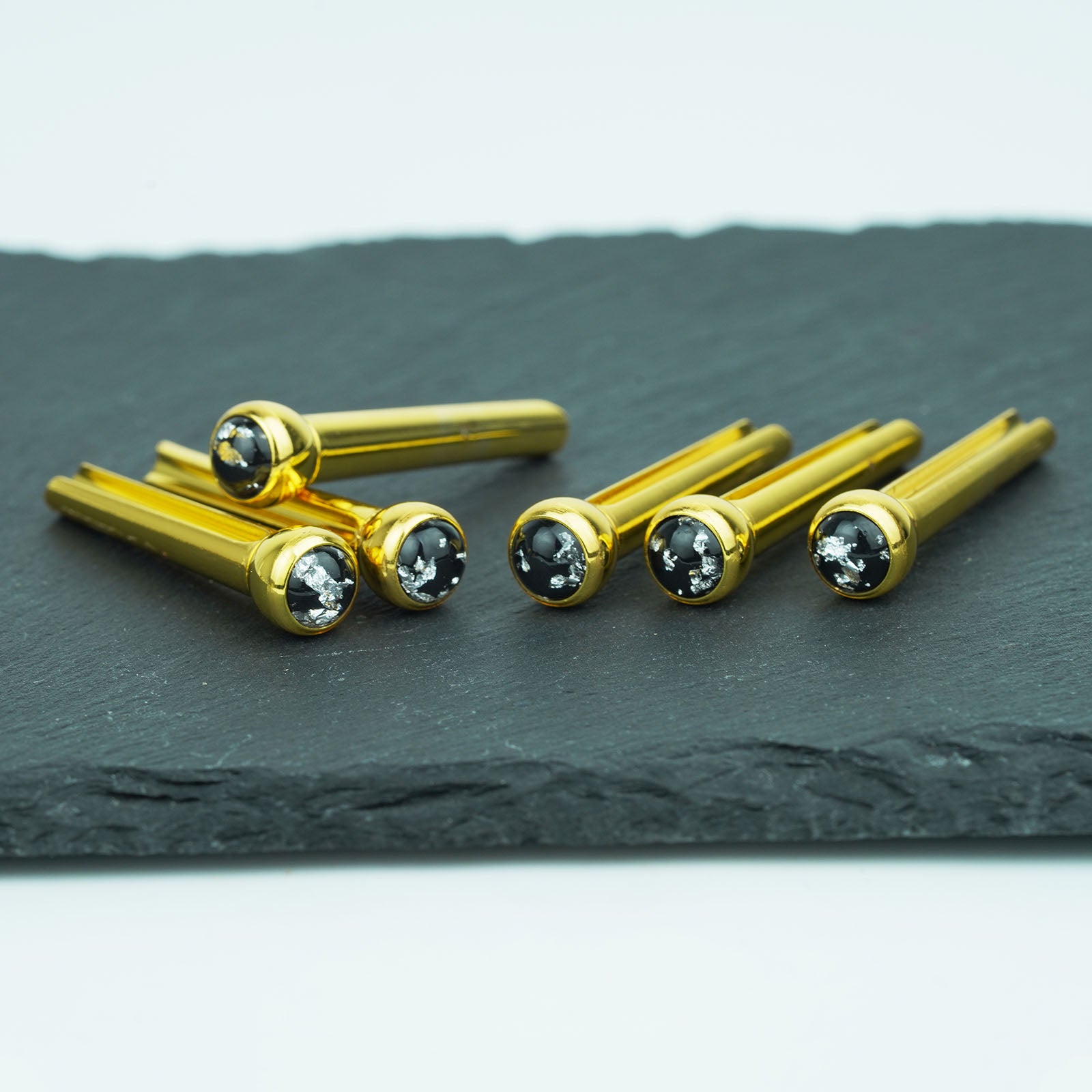 Acoustic Guitar Bridge Pins – Silver Foil Inlays | Guyker