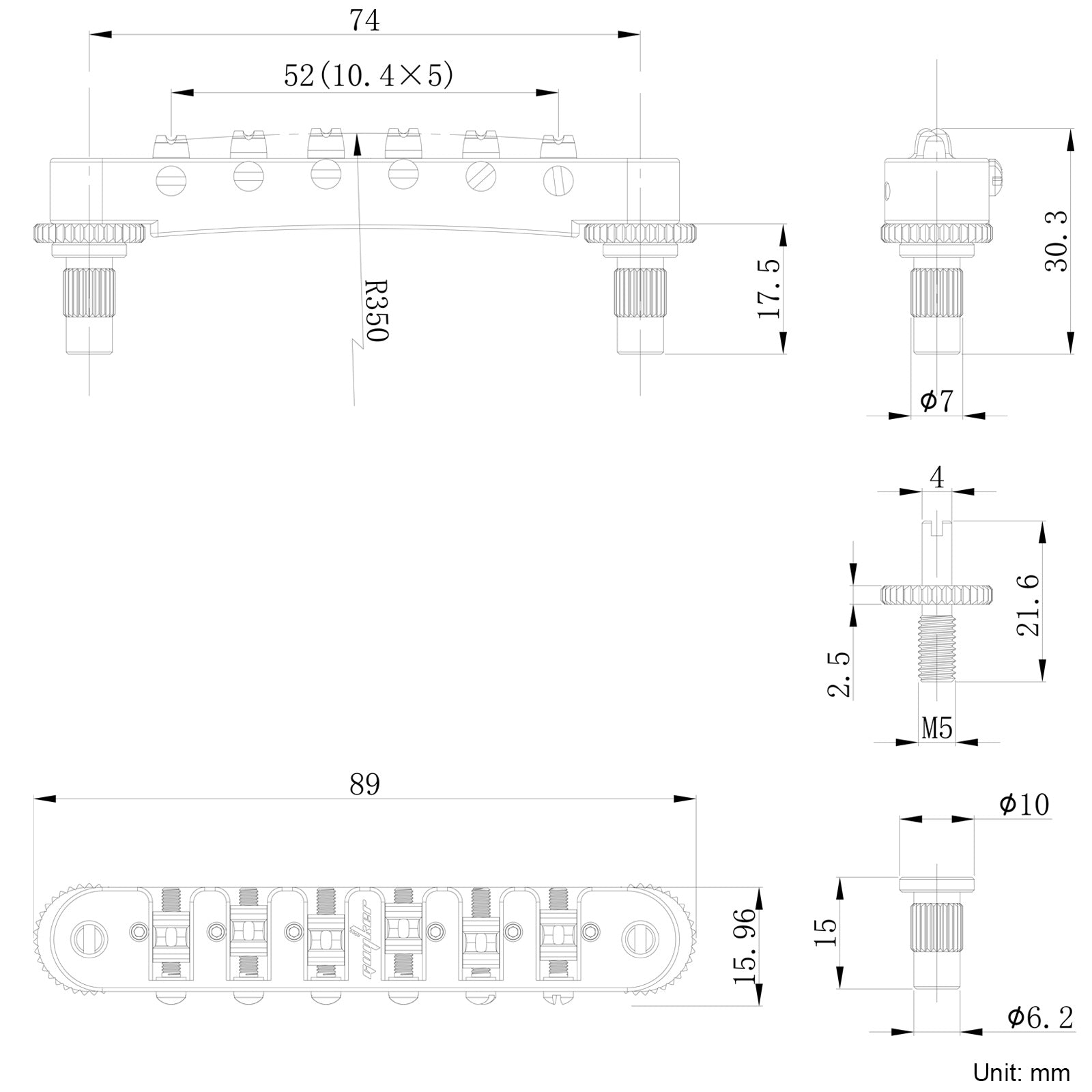 Adjustable Locking Bridge Stainless steel Saddles for Electric Guitars Guyker