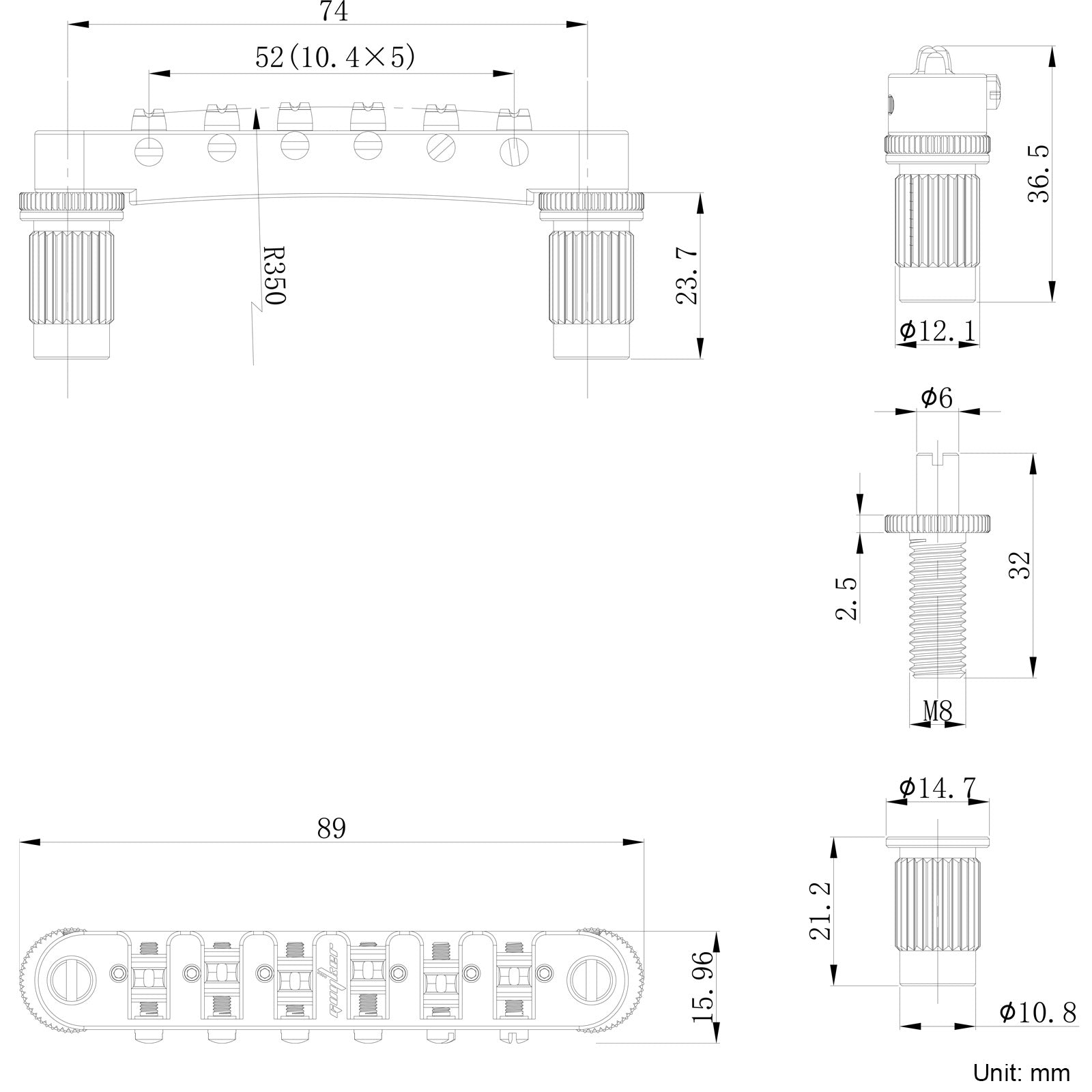 Adjustable Locking Bridge Zinc Alloy Larger Screws Guyker