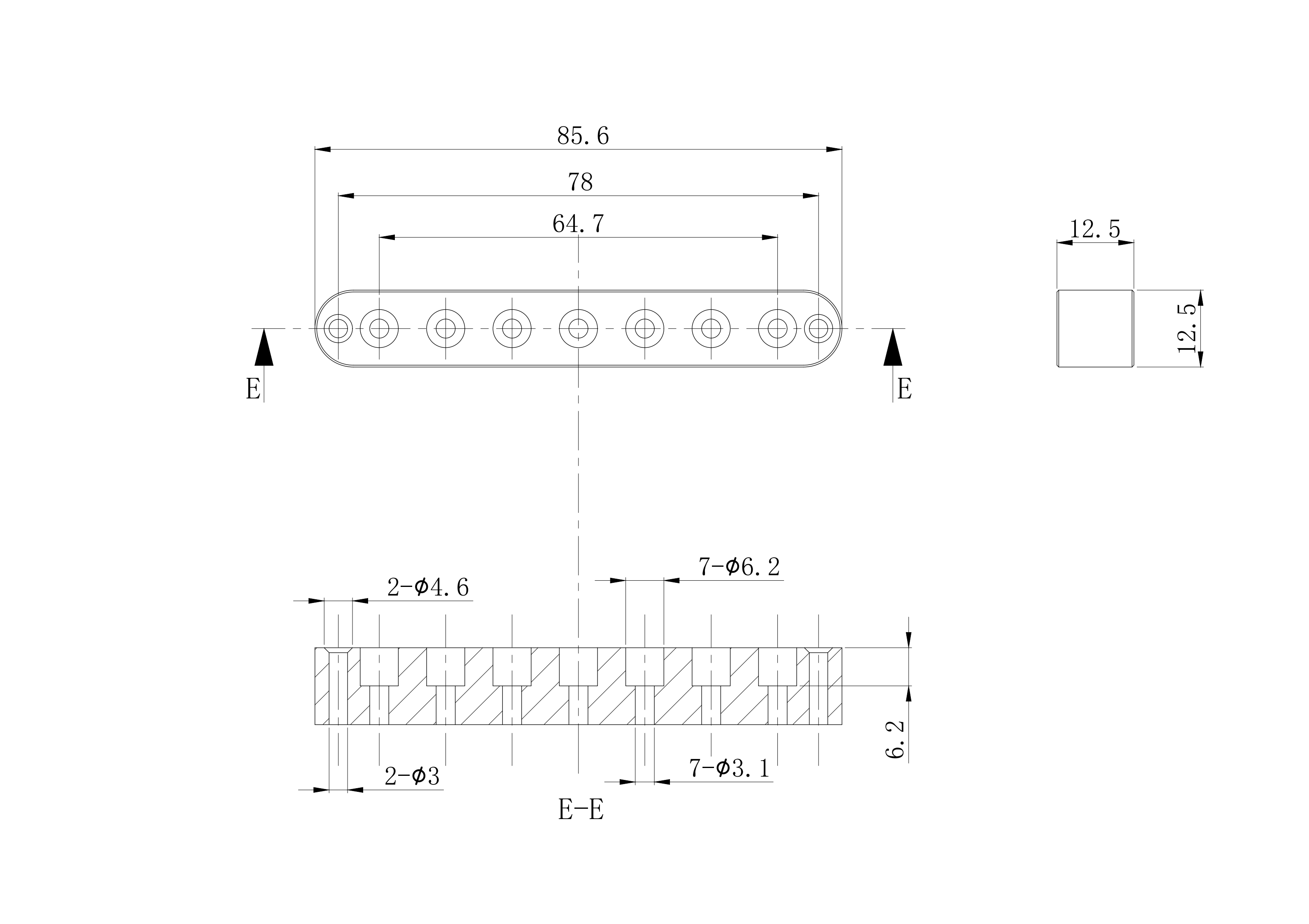 Aluminum 7-String Ferrule Block for Through-Body Guitars Guyker