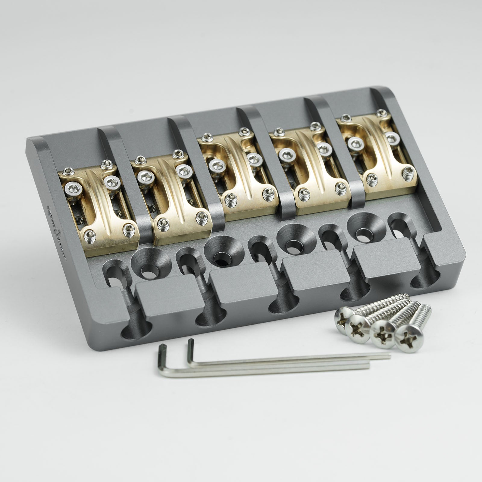 Aluminum Alloy Bass Bridge with Brass Saddles – 5 String Guyker
