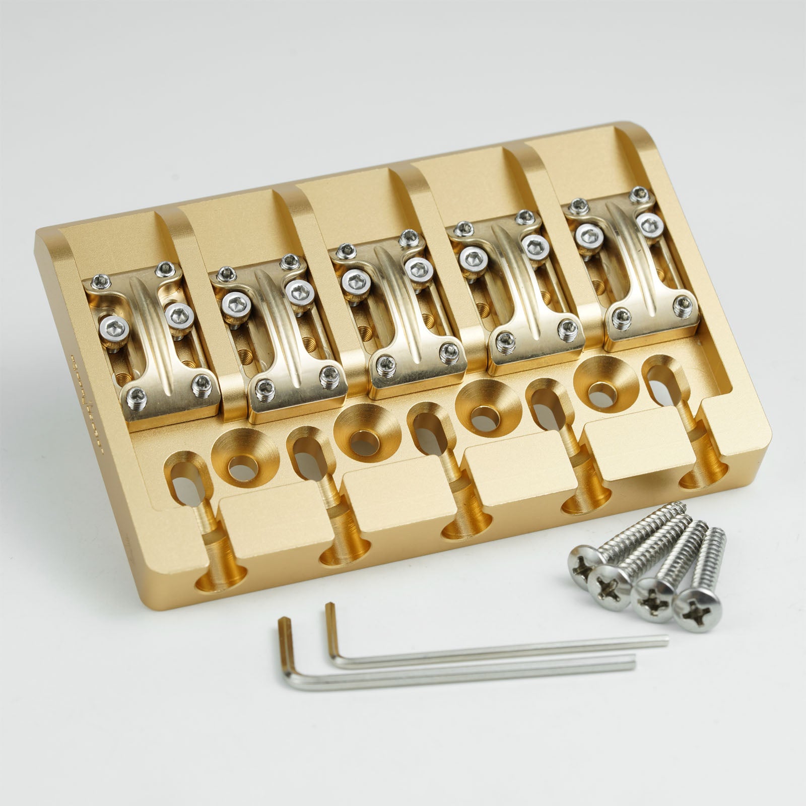 Aluminum Alloy Bass Bridge with Brass Saddles – 5 String Guyker