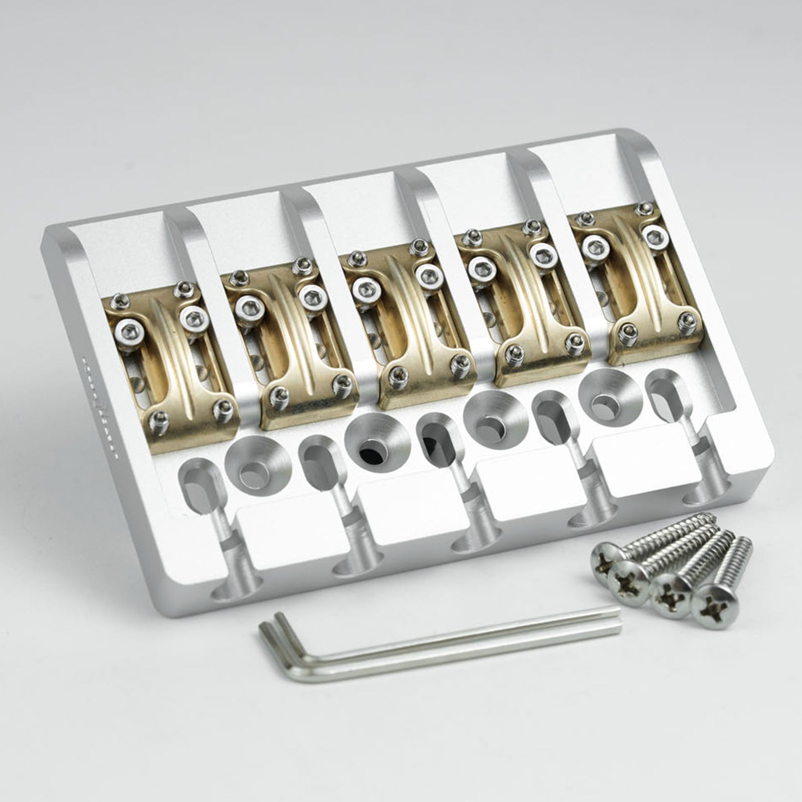 Aluminum Alloy Bass Bridge with Brass Saddles – 5 String Guyker