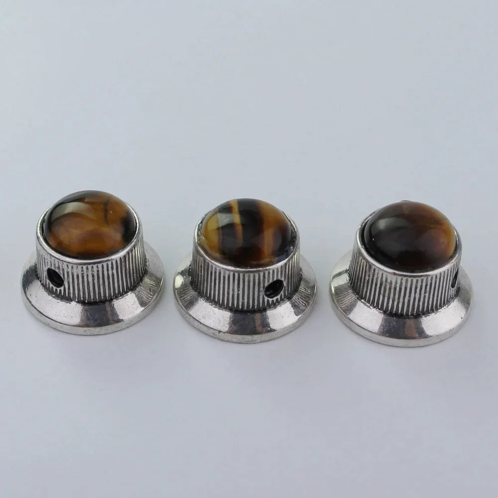 Amber Surface Metal Control Knobs Dia. 6mm for Electric Guitar & Bass | Guyker