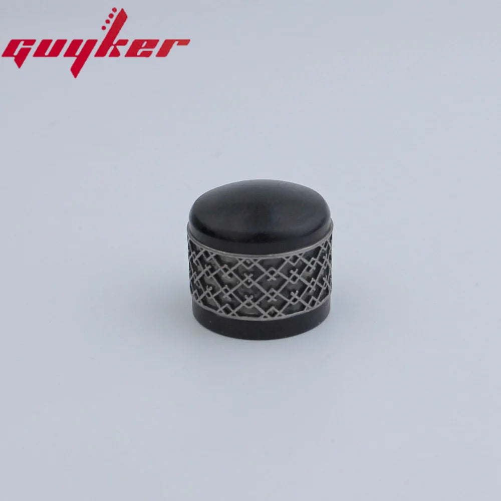 Antique Silver & Gold Potentiometer Control Knobs with Window Detailing Dia. 6mm for Guitar & Bass | Guyker
