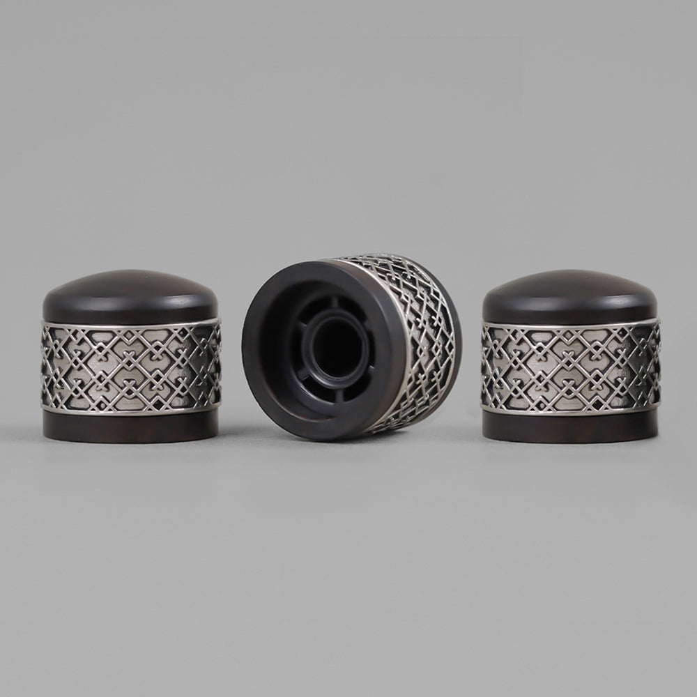 Antique Silver & Gold Potentiometer Control Knobs with Window Detailing Dia. 6mm for Guitar & Bass | Guyker