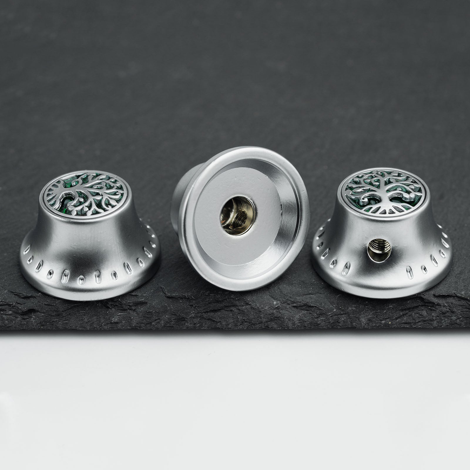 Bell‑Shaped Aluminum Control Knobs with Tree of Life Top Dia. 6.3mm for Electric Guitar & Bass | Guyker