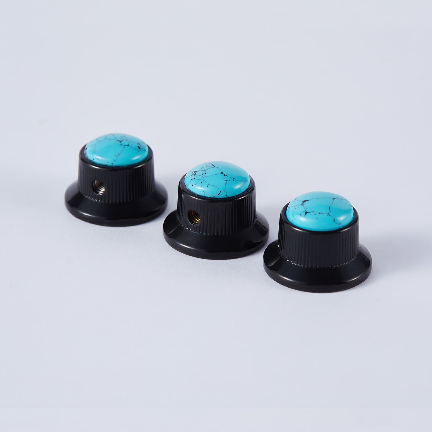 Blue Turquoise Surface Metal Control Knobs Dia. 6mm for Electric Guitar & Bass | Guyker