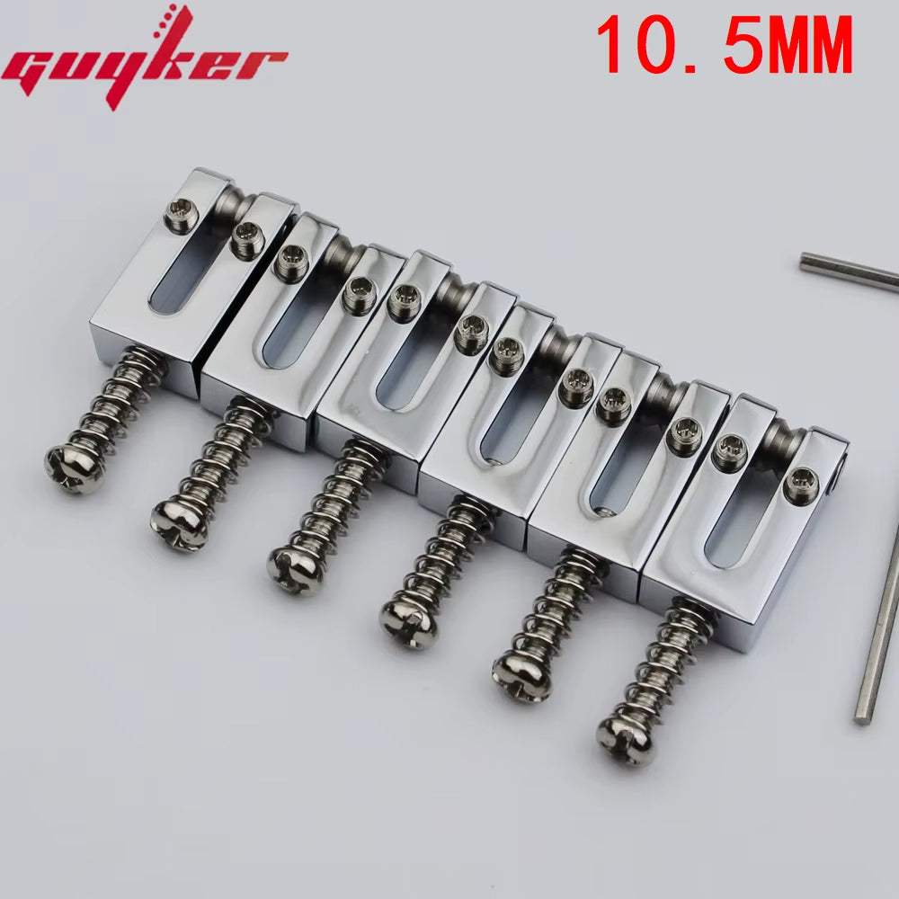 Brass Bridge Roller Saddles For FD Strat & Tele Electric Guitar With Black Screws Guyker