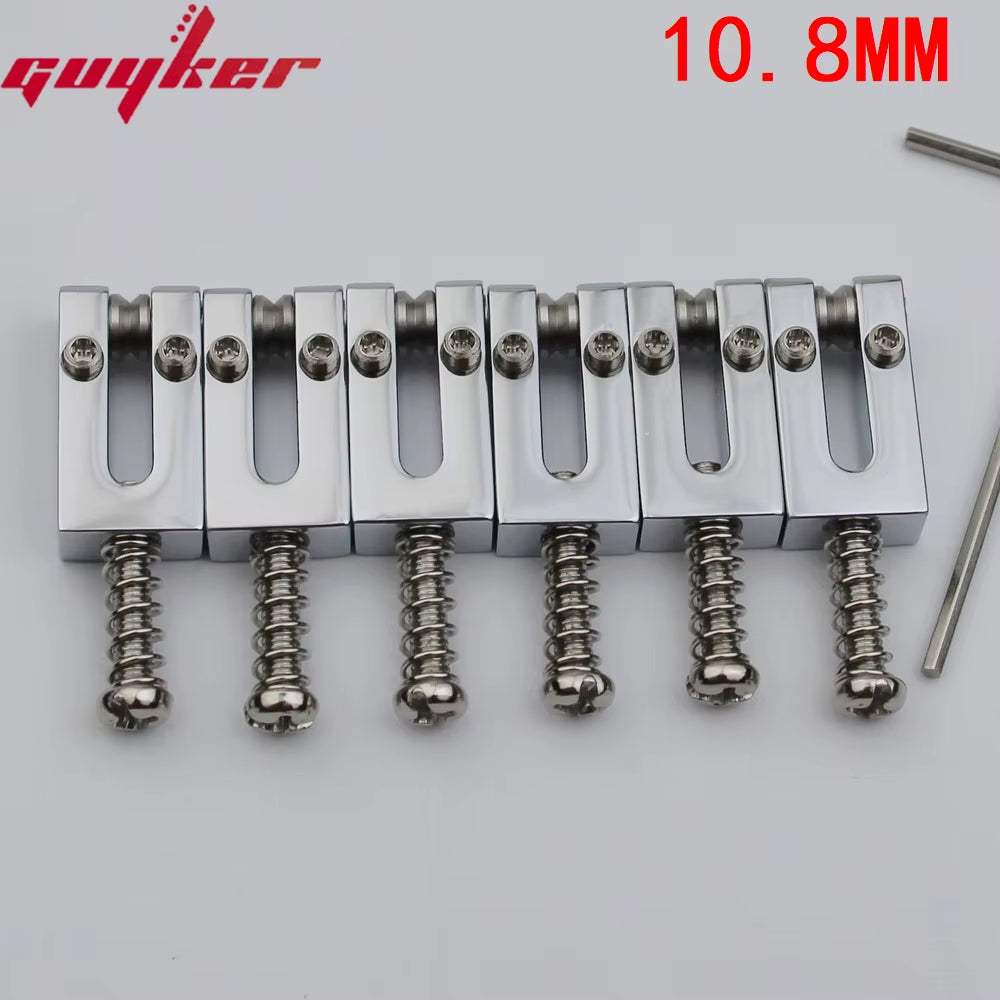 Brass Bridge Roller Saddles For FD Strat & Tele Electric Guitar With Black Screws Guyker