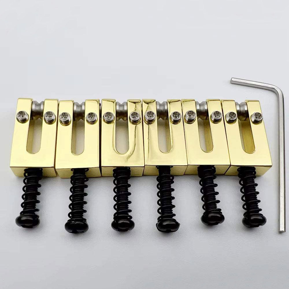 Brass Bridge Roller Saddles For FD Strat & Tele Electric Guitar With Black Screws | Guyker