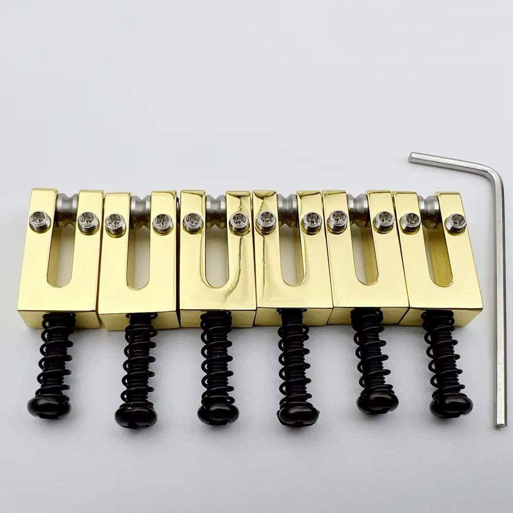 Brass Bridge Roller Saddles For FD Strat & Tele Electric Guitar With Black Screws | Guyker