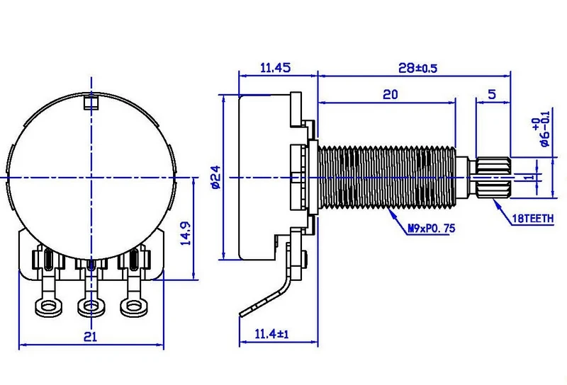 Brass Long Shaft Potentiometer for LP Guitar | Guyker