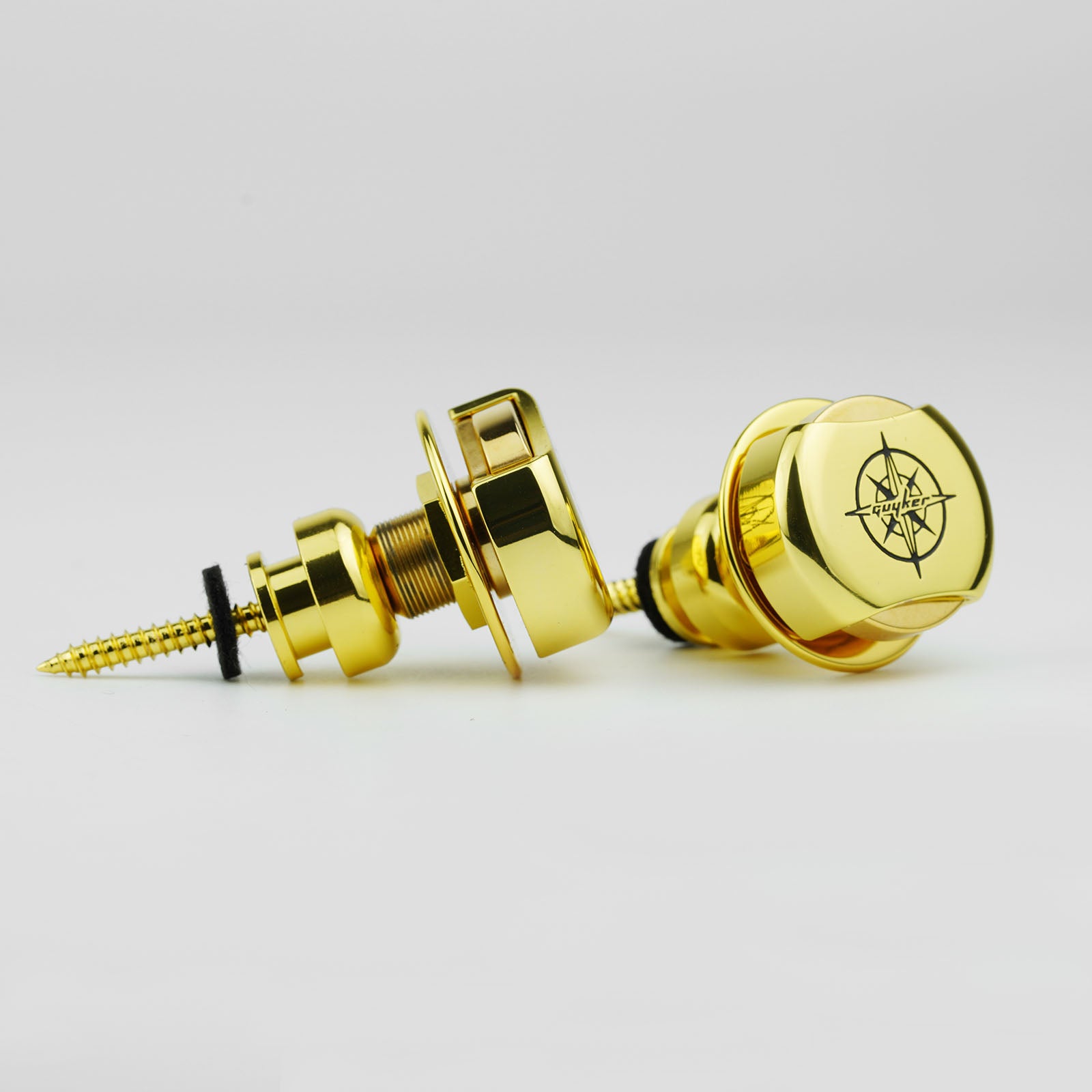 CNC Guitar Strap Buttons – Brass & Steel Locking Set | Guyker