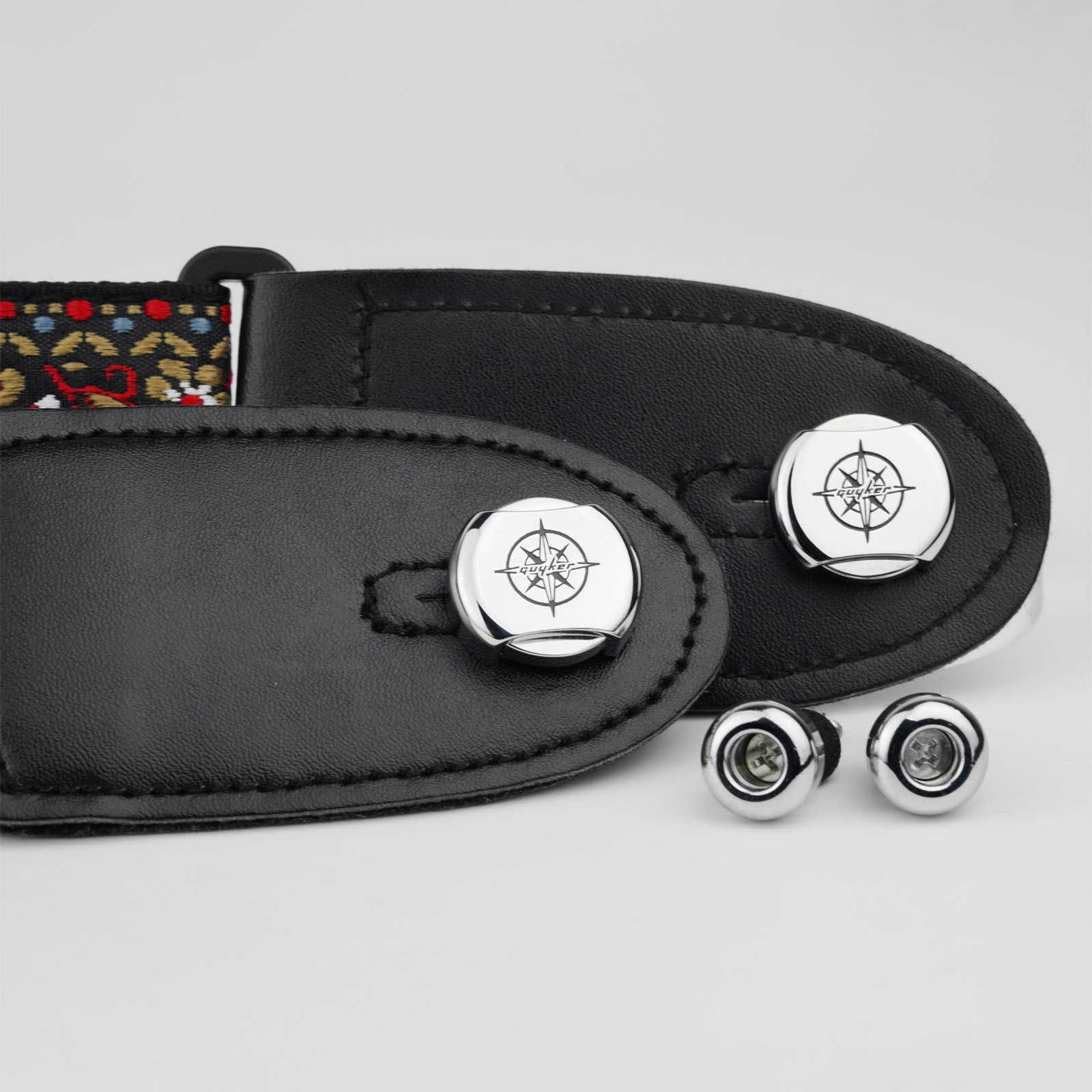 CNC Guitar Strap Buttons – Brass & Steel Locking Set | Guyker