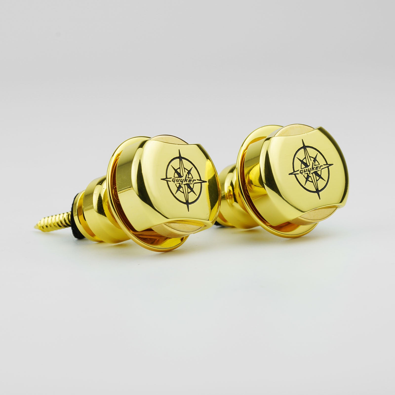 CNC Guitar Strap Buttons – Brass & Steel Locking Set | Guyker
