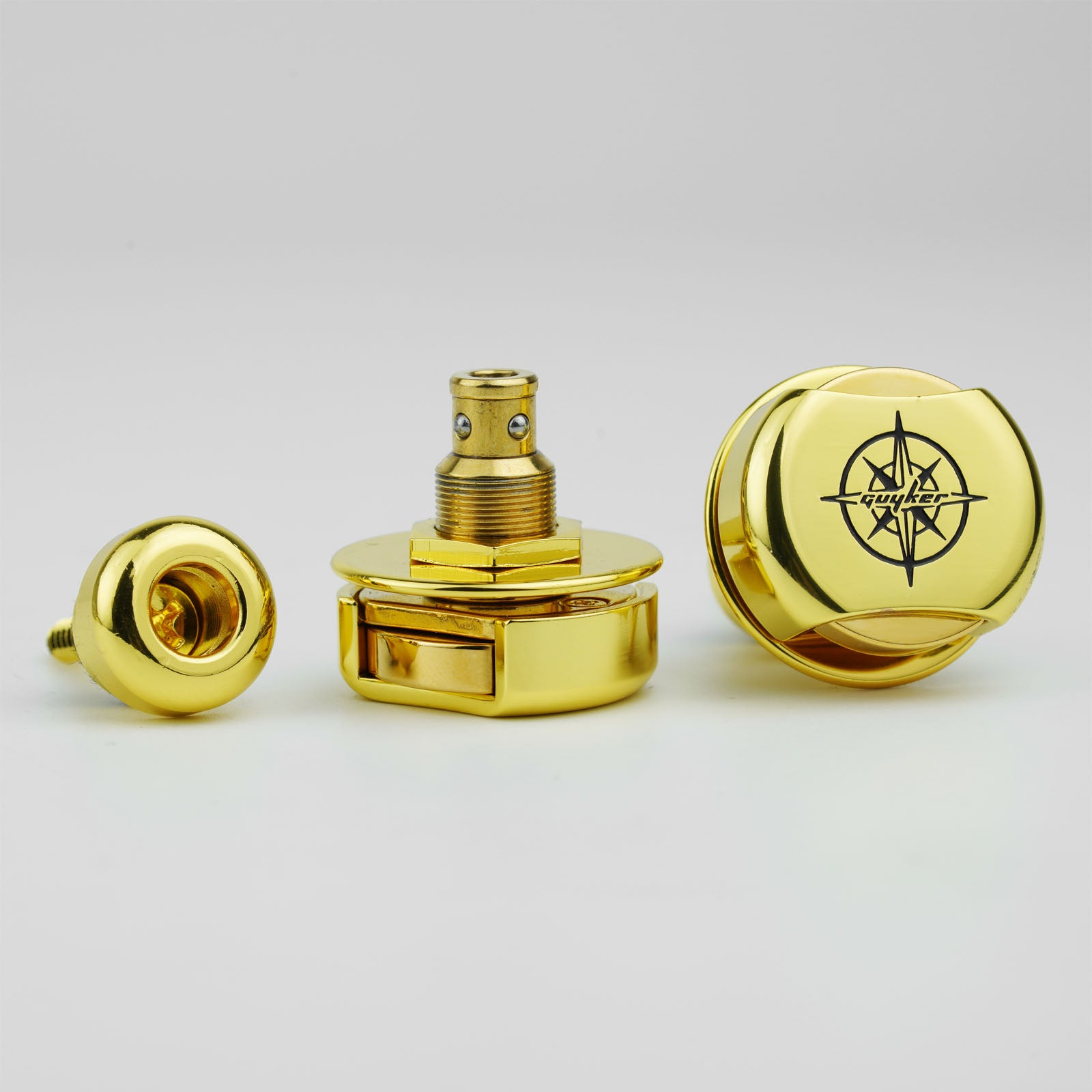 CNC Guitar Strap Buttons – Brass & Steel Locking Set | Guyker