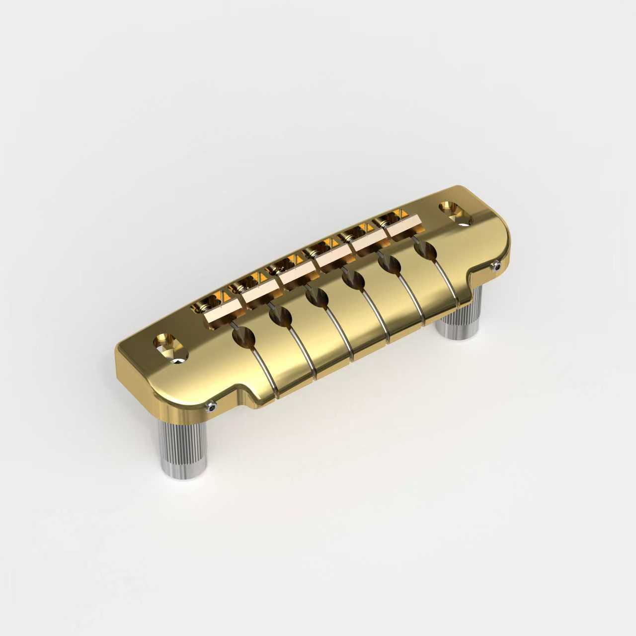 CNC Machined Aluminum Alloy TOM Guitar Bridge With Brass Saddles Guyker