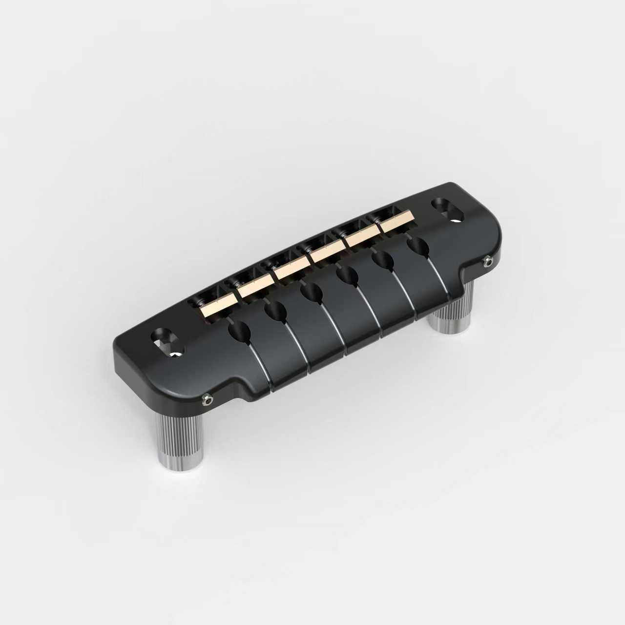 CNC Machined Aluminum Alloy TOM Guitar Bridge With Brass Saddles Guyker